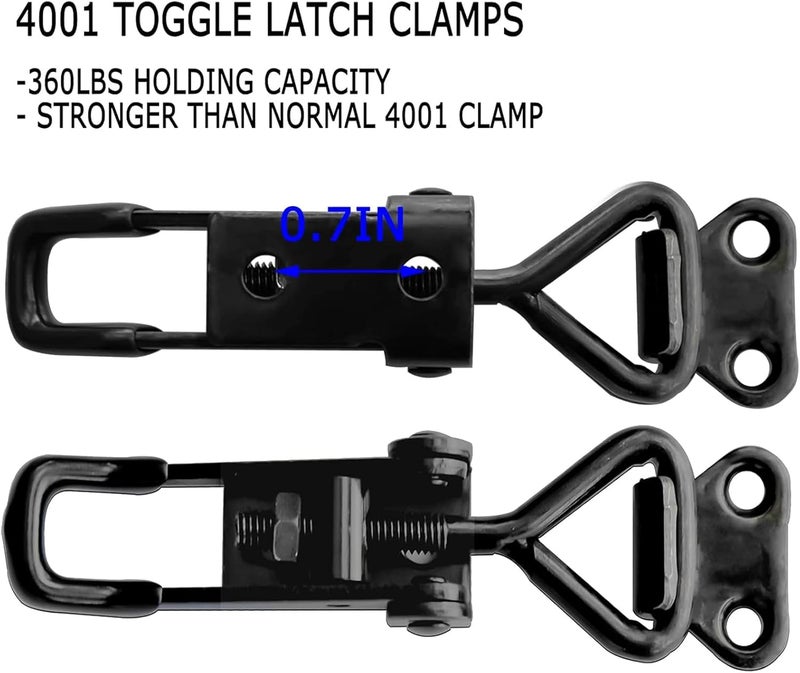 EVANCENT 10Pack Black Toggle Latch Clamp, Heavy Duty Latch-Style Toggle Clamp, Adjustable Pull Action Latch with Catch Plate, 360lbs Capacity Metal Quick Release Draw Latch for Jig Smoker Door Tool Boxes Trunk - Image 4